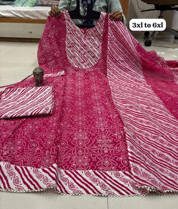 Big Size Anarkali Kurti Pant Dupatta Set – Pure Cotton